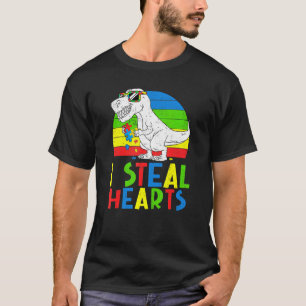 Ich stehle Herzen Dinosaurier T Rex Puzzle Autismu T-Shirt