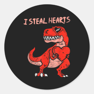 Ich stehle Herzen Dinosaurier Trex Dino Liebe Vale Runder Aufkleber