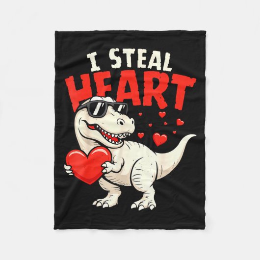 Ich stehle Herzen Dinosaurier Valentinstagskarten Fleecedecke (Vorderseite)