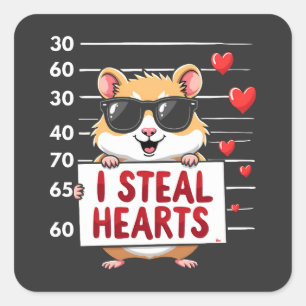 Ich stehle Herzen Hamster Liebhaber Valentinstag Quadratischer Aufkleber