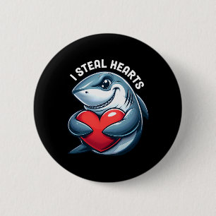 Ich stehle Herzen Lustiger Hai Valentinsherz Unfug Button