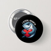 Ich stehle Herzen Lustiger Hai Valentinsherz Unfug Button (Vorne & Hinten)