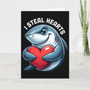 Ich stehle Herzen Lustiger Hai Valentinsherz Unfug Karte