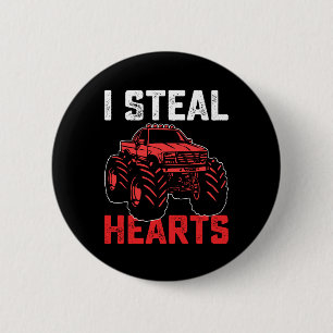 Ich stehle Herzen Monster Truck Valentinstag Button