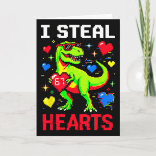 Ich stehle Herzen Pixel Dinosaurier Gamer Valentin Karte