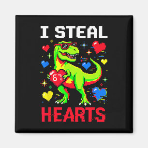 Ich stehle Herzen Pixel-Dinosaurier-Spieler Valent Magnet