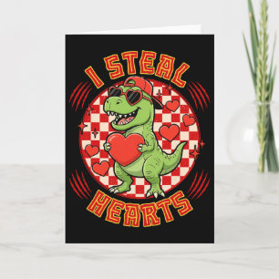 Ich stehle Herzen Retro kariert Valentinstag Dinos Karte