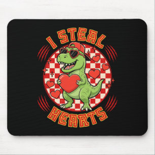 Ich stehle Herzen Retro kariert Valentinstag Dinos Mousepad