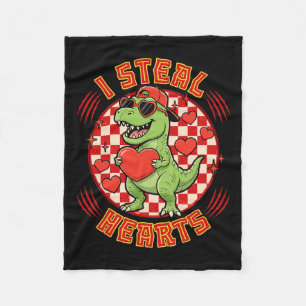 Ich stehle Herzen Retro Karo Valentinstag Dinosaur Fleecedecke