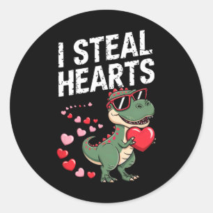 Ich stehle Herzen süßen Valentinstag-Dinosaurier T Runder Aufkleber