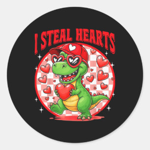 Ich stehle Herzen T-Rex Dino von Jungen Valentinst Runder Aufkleber