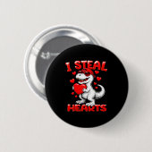 Ich stehle Herzen T Rex Dinosaurier Junge Valentin Button (Vorne & Hinten)