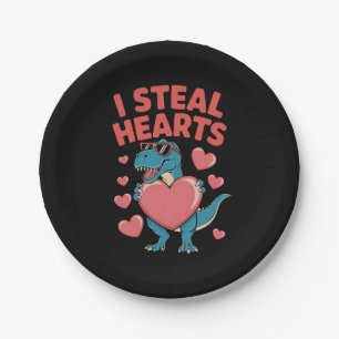 Ich stehle Herzen T Rex Dinosaurier Valentinstag Pappteller