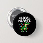 Ich stehle Herzen T-Rex Puzzle Autismus-Bewusstsei Button (Vorne & Hinten)