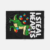 Ich stehle Herzen T-Rex Puzzle Autismus-Bewusstsei Fleecedecke (Vorderseite (Horizontal))