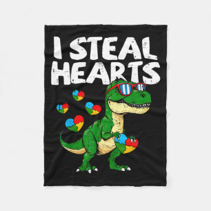 Ich stehle Herzen T-Rex Puzzle Autismus-Bewusstsei Fleecedecke