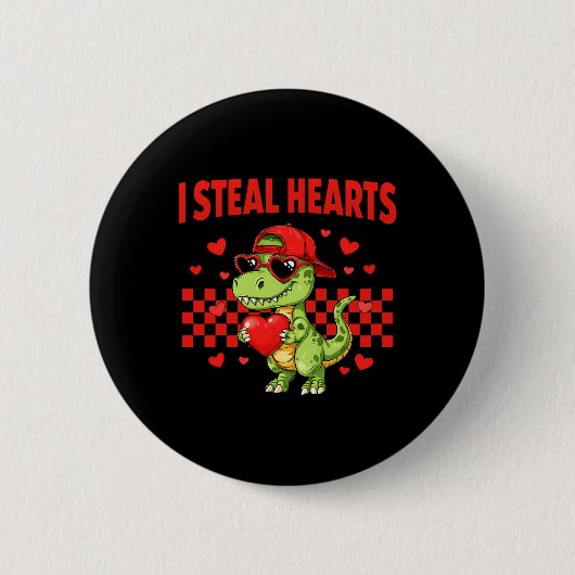 Ich stehle Herzen Valentinstag Dinosaurier Süße Li Button (Vorderseite)