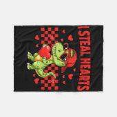 Ich stehle Herzen Valentinstag Dinosaurier Süße Li Fleecedecke (Vorderseite (Horizontal))
