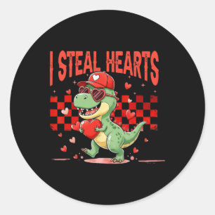 Ich stehle Herzen Valentinstag Jungen Kinder Dinos Runder Aufkleber