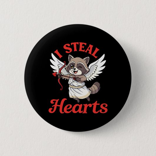 Ich stehle Herzen Waschbär Cupid Valentinstag Lust Button (Vorderseite)