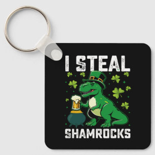 Ich stehle Shamrocks T Rex Dinosaur St Patrick's D Schlüsselanhänger
