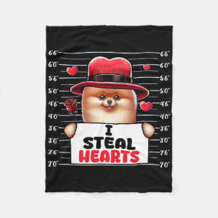 Ich stehle süße Herzen Valentinstag Pomeranian Bes Fleecedecke