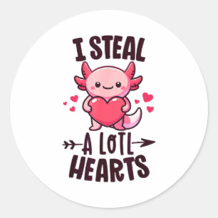 Ich stehle viele Herzen Kawaii Axolotl Lustig Vale Runder Aufkleber