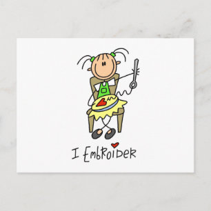 Ich sticke Stockfiguren Postkarte