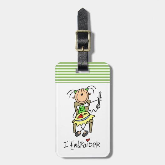 Ich sticke Strichmännchen Gepäckanhänger (Vorderseite vertikal)