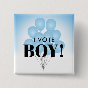 Ich stimme Boy Blue Balloons Gender Reveal Party Button