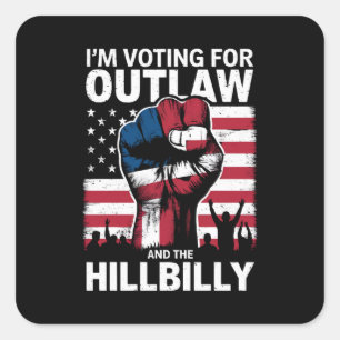 Ich stimme für den Outlaw And The Hillbilly 2024 U Quadratischer Aufkleber