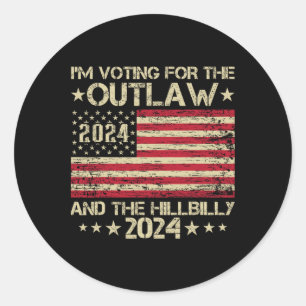 Ich stimme für den Outlaw und die Hillbilly-Wahl Runder Aufkleber
