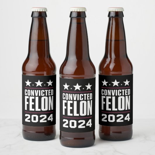 Ich stimme für den verurteilten Felon Pro Trump 20 Bierflaschenetikett (Flaschen)