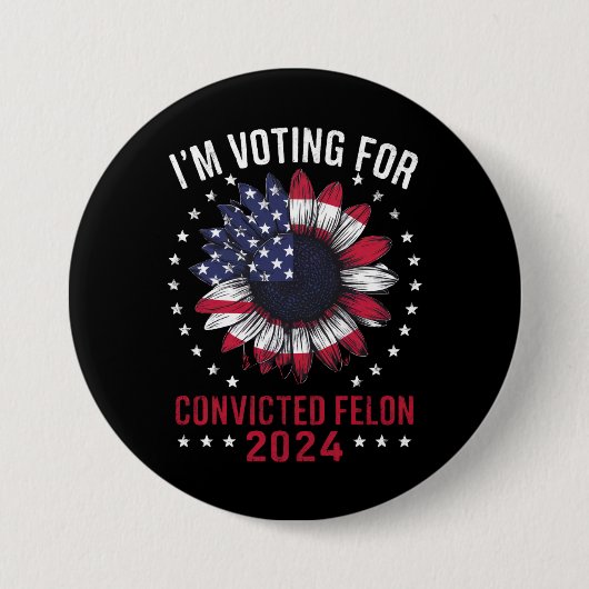 Ich stimme für den verurteilten Felon Pro Trump 20 Button (Vorderseite)