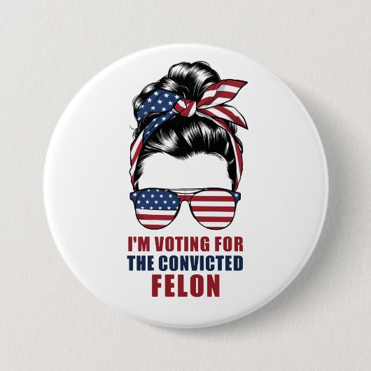 Ich stimme für den verurteilten Felon Pro Trump 20 Button (Vorderseite)