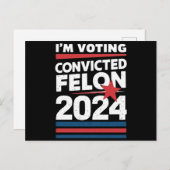 Ich stimme für den verurteilten Felon Pro Trump 20 Postkarte (Vorne/Hinten)