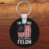 Ich stimme für den verurteilten Felon Pro Trump 20 Schlüsselanhänger (Vorderseite)