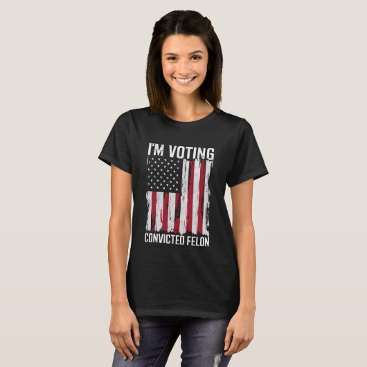 Ich stimme für den verurteilten Felon Pro Trump 20 T-Shirt (Vorne ganz)