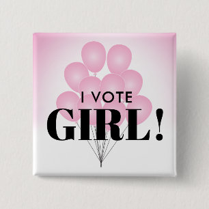 Ich stimme für Girl Pink Balloons Gender Reveal P Button