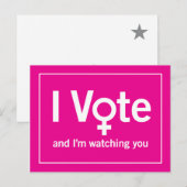 Ich stimme für Postkarte - Rosa (Vorne/Hinten)