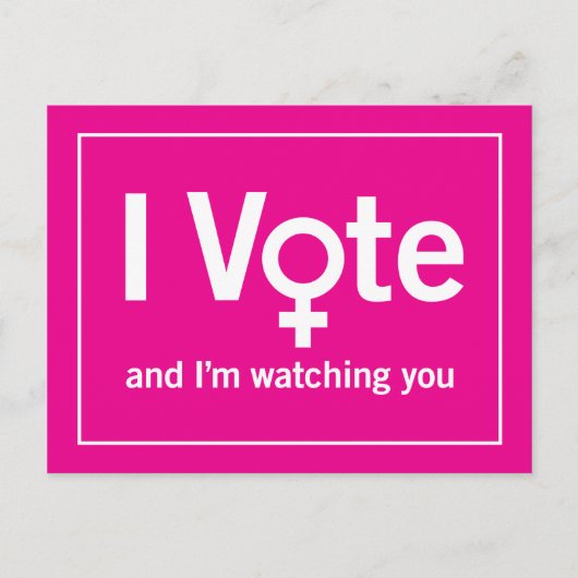 Ich stimme für Postkarte - Rosa (Vorderseite)
