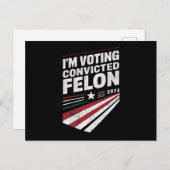 Ich stimme für verurteilten Felon 2024 Trump Postkarte (Vorne/Hinten)
