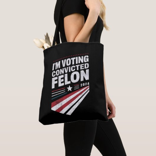 Ich stimme für verurteilten Felon 2024 Trump Tasche (Von Nahem)