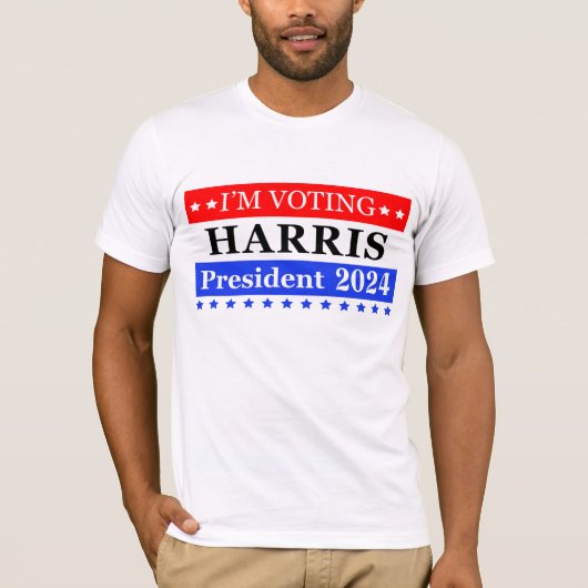 Ich stimme Harris Präsident 2024 zu Patriotischen T-Shirt (Vorderseite)