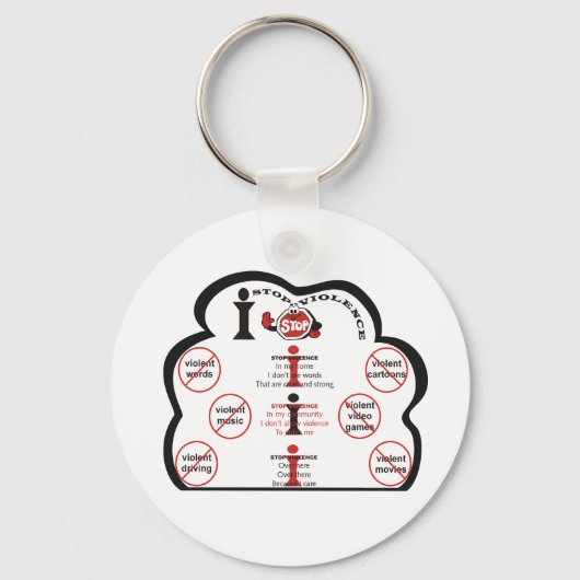 Ich stoppe das Set Gewalt Schlüsselkette Schlüsselanhänger (Vorderseite)