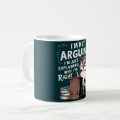 "Ich streite nicht, nur erklären" Spaß Owl Cartoon Kaffeetasse (Vorderseite Links)