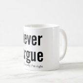 Ich streite nie kaffeetasse (VorderseiteRechts)