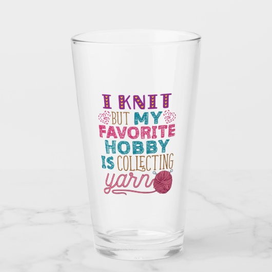 Ich Strick, aber mein Lieblingshobby sammelt Garne Glas (Vorderseite)