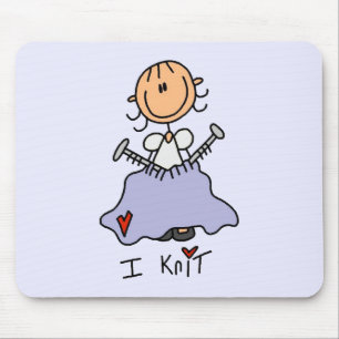 Ich stricke Stick Figure T-Shirts und Geschenke Mousepad