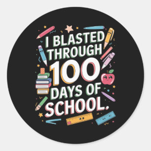 Ich stürzte durch 100 Schultage 100-Tage-Tee Runder Aufkleber